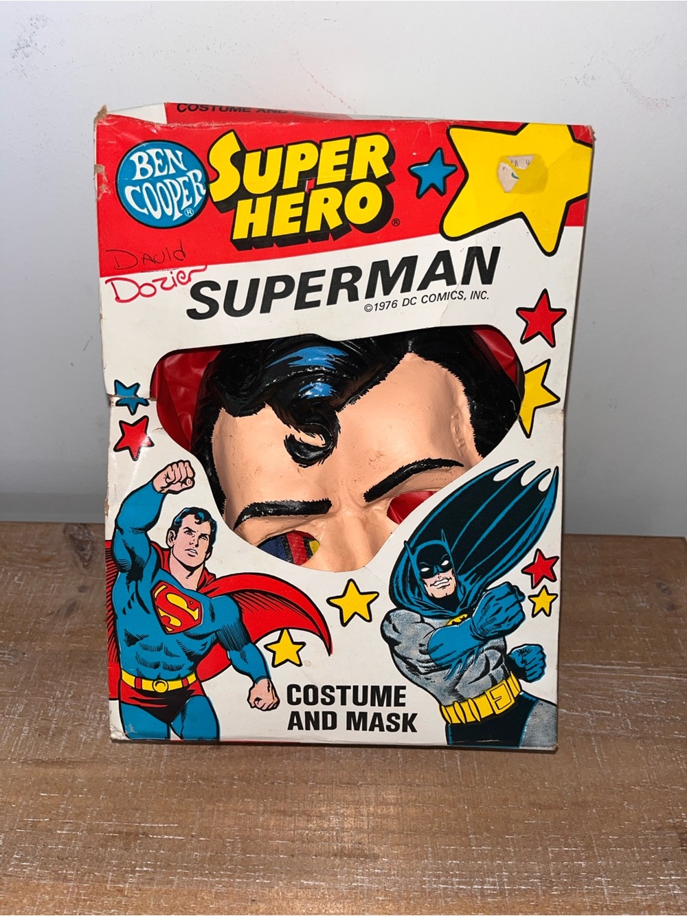 1976 Ben Cooper Superman Costume Box Mask Cape + Superman Underoos PJ Set Rare
